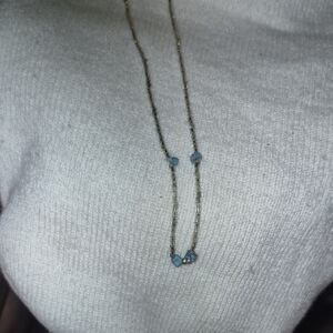 Chic Silver Necklace with Blue Accents
